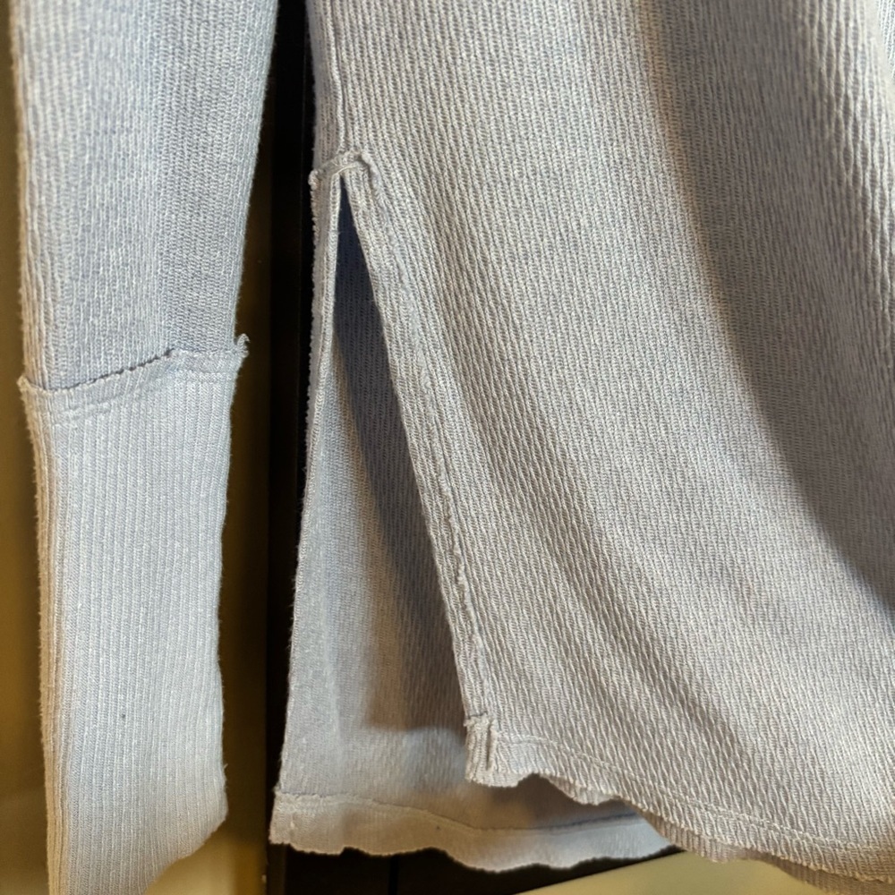 We The Free Free People Blue Ribbed Long Sleeve Top Size Small - Picture 3 of 7